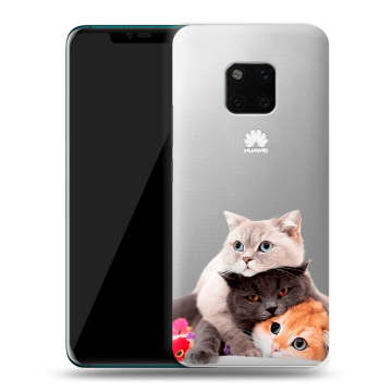 Пластиковый чехол на Huawei Mate 20 Pro с принтом Кошки