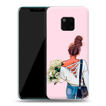 Пластиковый чехол на Huawei Mate 20 Pro с принтом Девушка и букет