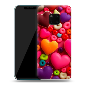 Пластиковый чехол на Huawei Mate 20 Pro с принтом Сердечки