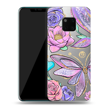 Пластиковый чехол на Huawei Mate 20 Pro с принтом Бабочки и цветы Пластиковый чехол на Huawei Mate 20 Pro с принтом Бабочки и цветы