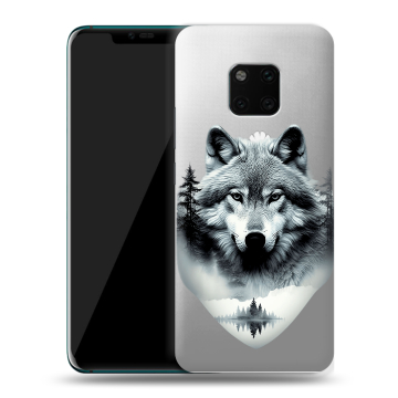 Пластиковый чехол на Huawei Mate 20 Pro с принтом Волк в лесу Пластиковый чехол на Huawei Mate 20 Pro с принтом Волк в лесу