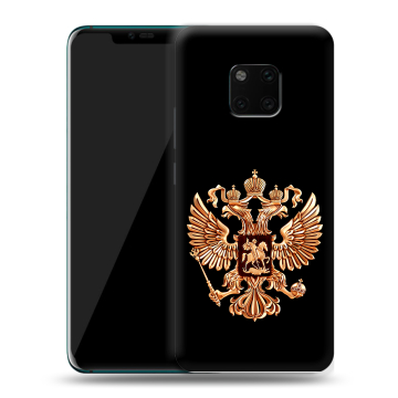 Пластиковый чехол на Huawei Mate 20 Pro с принтом Герб России золотой
