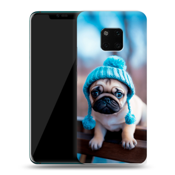 Пластиковый чехол на Huawei Mate 20 Pro с принтом Мопс в шапке Пластиковый чехол на Huawei Mate 20 Pro с принтом Мопс в шапке