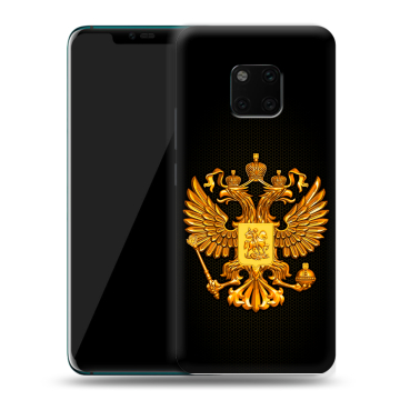 Пластиковый чехол на Huawei Mate 20 Pro с принтом Герб России желтый Пластиковый чехол на Huawei Mate 20 Pro с принтом Герб России желтый