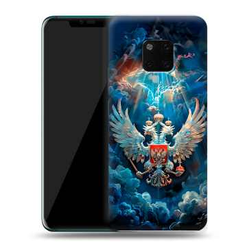 Пластиковый чехол на Huawei Mate 20 Pro с принтом Герб флаг России Пластиковый чехол на Huawei Mate 20 Pro с принтом Герб флаг России