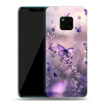 Пластиковый чехол на Huawei Mate 20 Pro с принтом бабочки и лаванда Пластиковый чехол на Huawei Mate 20 Pro с принтом бабочки и лаванда