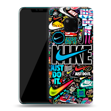 Пластиковый чехол на Huawei Mate 20 Pro с принтом найк nike черный
