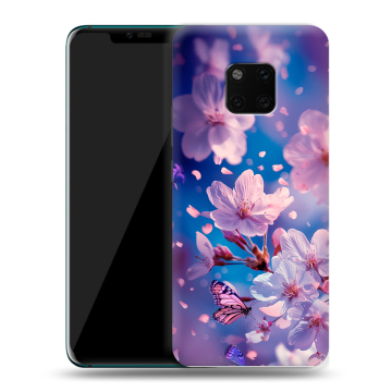 Пластиковый чехол на Huawei Mate 20 Pro с принтом цветы бабочки Пластиковый чехол на Huawei Mate 20 Pro с принтом цветы бабочки