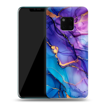 Пластиковый чехол на Huawei Mate 20 Pro с принтом синий мрамор Пластиковый чехол на Huawei Mate 20 Pro с принтом синий мрамор