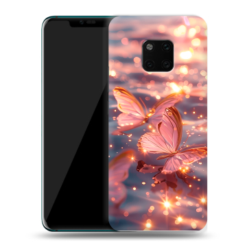 Пластиковый чехол на Huawei Mate 20 Pro с принтом бабочки розовые Пластиковый чехол на Huawei Mate 20 Pro с принтом бабочки розовые