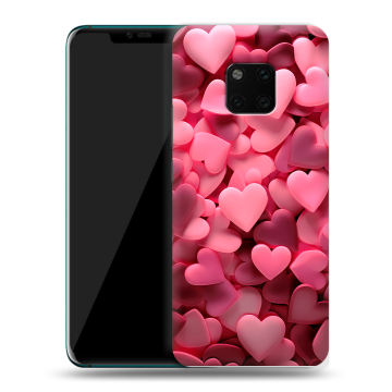 Пластиковый чехол на Huawei Mate 20 Pro с принтом розовые сердечки Пластиковый чехол на Huawei Mate 20 Pro с принтом розовые сердечки