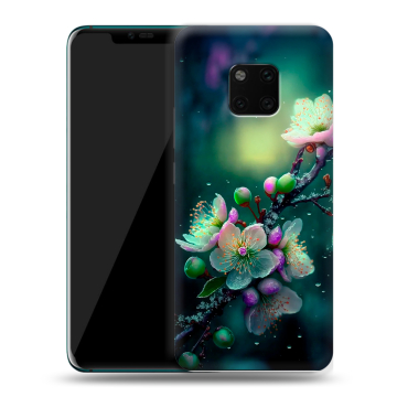 Пластиковый чехол на Huawei Mate 20 Pro с принтом Цветы и мрамор Пластиковый чехол на Huawei Mate 20 Pro с принтом Цветы и мрамор