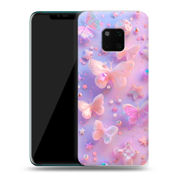 Пластиковый чехол на Huawei Mate 20 Pro с принтом Бабочки Пластиковый чехол на Huawei Mate 20 Pro с принтом Бабочки