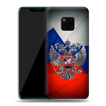 Пластиковый чехол на Huawei Mate 20 Pro с принтом Флаг России Пластиковый чехол на Huawei Mate 20 Pro с принтом Флаг России