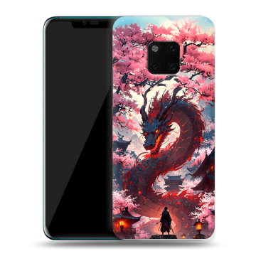 Пластиковый чехол на Huawei Mate 20 Pro с принтом Дракон Японский