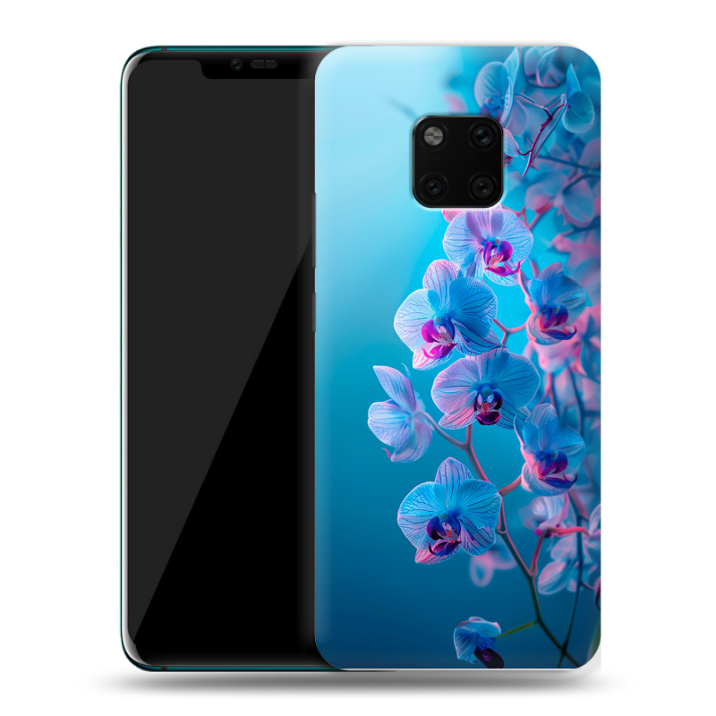 Пластиковый чехол на Huawei Mate 20 Pro с принтом голубые орхидеи Пластиковый чехол на Huawei Mate 20 Pro с принтом голубые орхидеи