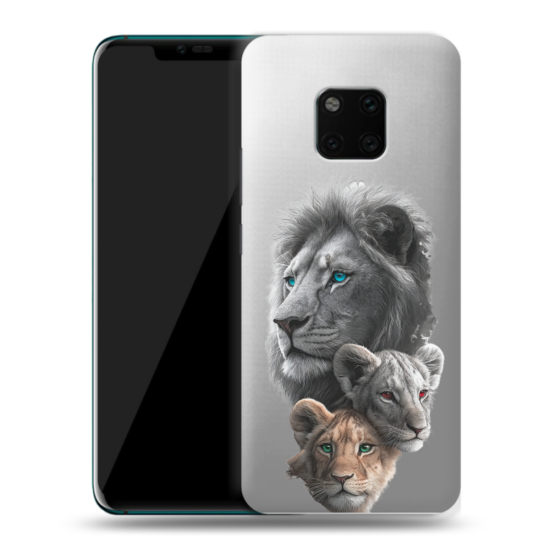 Пластиковый чехол на Huawei Mate 20 Pro с принтом Львы Пластиковый чехол на Huawei Mate 20 Pro с принтом Львы