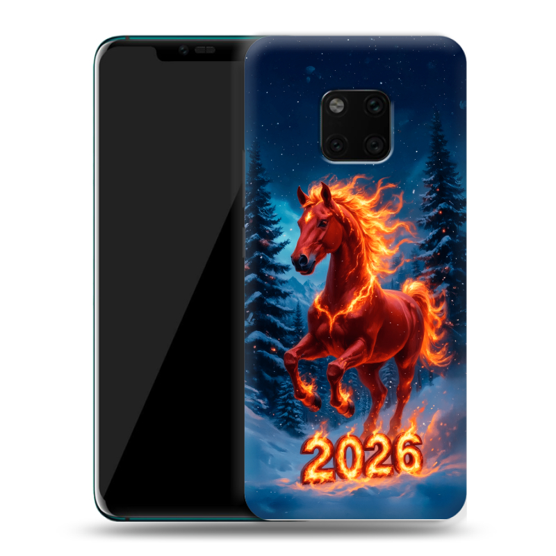 Пластиковый чехол на Huawei Mate 20 Pro с принтом Новый год коня Пластиковый чехол на Huawei Mate 20 Pro с принтом Новый год коня