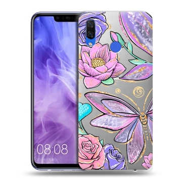 Силиконовый чехол на Huawei Nova 3i с принтом Бабочки и цветы Силиконовый чехол на Huawei Nova 3i с принтом Бабочки и цветы