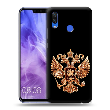 Силиконовый чехол на Huawei Nova 3i с принтом Герб России золотой