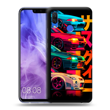 Силиконовый чехол на Huawei Nova 3i с принтом Гоночные машины