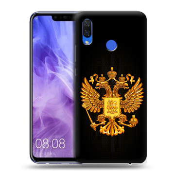 Силиконовый чехол на Huawei Nova 3i с принтом Герб России желтый