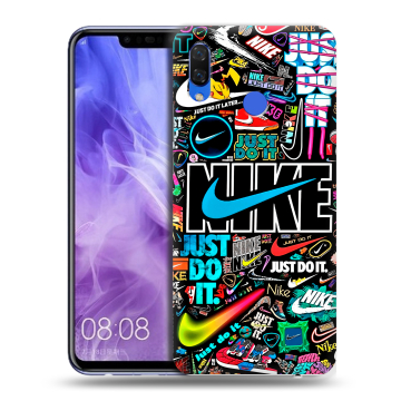 Силиконовый чехол на Huawei Nova 3i с принтом найк nike черный