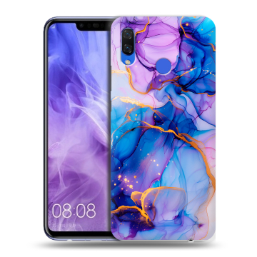 Силиконовый чехол на Huawei Nova 3i с принтом синий мрамор