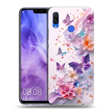 Силиконовый чехол на Huawei Nova 3i с принтом цветы бабочки Силиконовый чехол на Huawei Nova 3i с принтом цветы бабочки