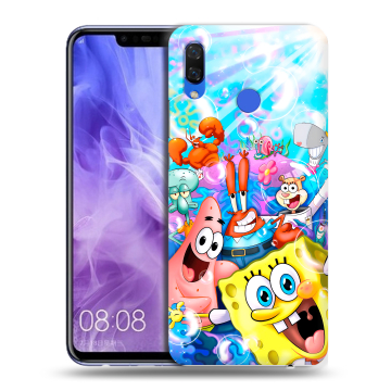Силиконовый чехол на Huawei Nova 3i с принтом спанчбоб спанч боб