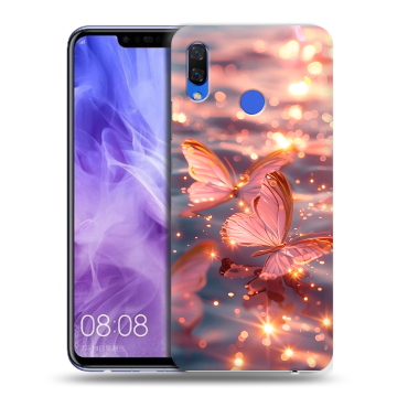 Силиконовый чехол на Huawei Nova 3i с принтом бабочки розовые