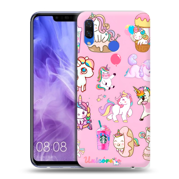 Силиконовый чехол на Huawei Nova 3i с принтом розовые единороги