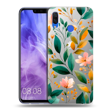 Силиконовый чехол на Huawei Nova 3i с принтом Цветы паттерн