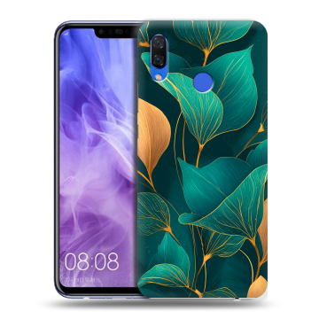 Силиконовый чехол на Huawei Nova 3i с принтом Листья и золото