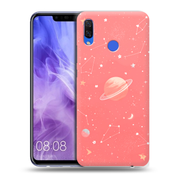 Силиконовый чехол на Huawei Nova 3i с принтом Розовый космос