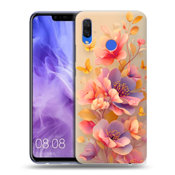 Силиконовый чехол на Huawei Nova 3i с принтом Цветы и бабочки