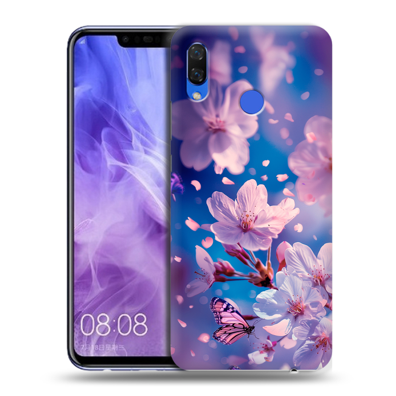 Силиконовый чехол на Huawei Nova 3i с принтом цветы бабочки Силиконовый чехол на Huawei Nova 3i с принтом цветы бабочки