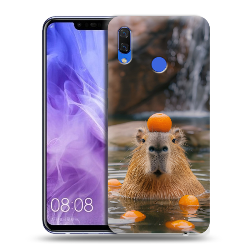 Силиконовый чехол на Huawei Nova 3i с принтом Капибара с апельсином Силиконовый чехол на Huawei Nova 3i с принтом Капибара с апельсином