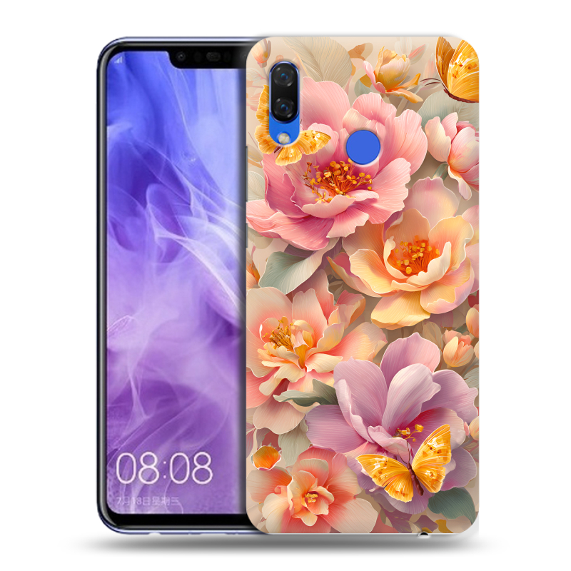 Силиконовый чехол на Huawei Nova 3i с принтом Цветы и бабочки Силиконовый чехол на Huawei Nova 3i с принтом Цветы и бабочки