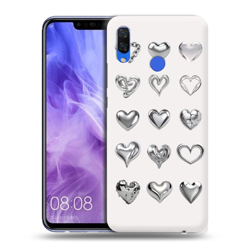 Силиконовый чехол на Huawei Nova 3i с принтом Y2K сердечки Силиконовый чехол на Huawei Nova 3i с принтом Y2K сердечки