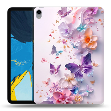 Силиконовый чехол на IPad Pro 11 с принтом цветы бабочки Силиконовый чехол на IPad Pro 11 с принтом цветы бабочки