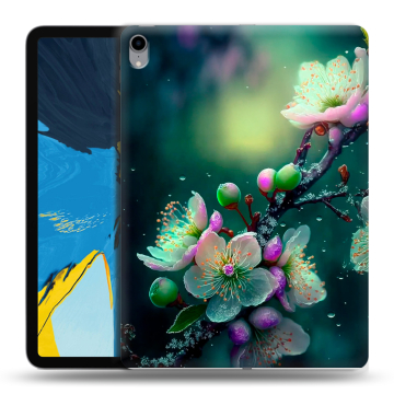 Силиконовый чехол на IPad Pro 11 с принтом Цветы и мрамор Силиконовый чехол на IPad Pro 11 с принтом Цветы и мрамор