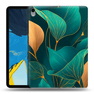 Силиконовый чехол на IPad Pro 11 с принтом Листья и золото