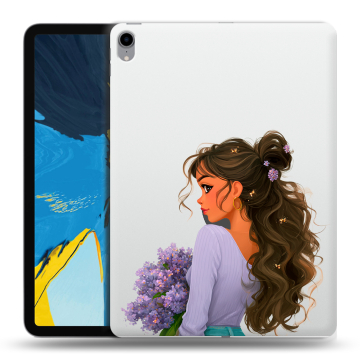 Силиконовый чехол на IPad Pro 11 с принтом девушка цветы