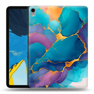Силиконовый чехол на IPad Pro 11 с принтом Мрамор блестки