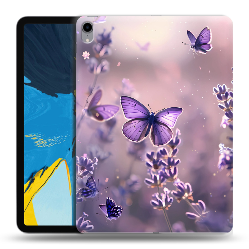 Силиконовый чехол на IPad Pro 11 с принтом бабочки и лаванда Силиконовый чехол на IPad Pro 11 с принтом бабочки и лаванда