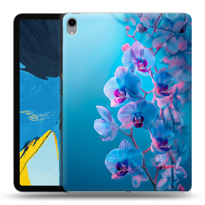 Силиконовый чехол на IPad Pro 11 с принтом голубые орхидеи Силиконовый чехол на IPad Pro 11 с принтом голубые орхидеи