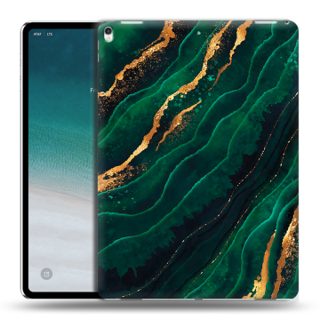 Силиконовый чехол на планшета IPad Pro 12.9 (2018) с принтом Мрамор зеленое золото
