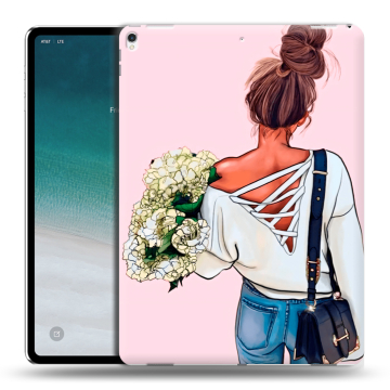 Силиконовый чехол на планшета IPad Pro 12.9 (2018) с принтом Девушка и букет