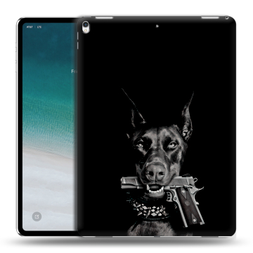 Силиконовый чехол на планшета IPad Pro 12.9 (2018) с принтом Доберман и пистолет